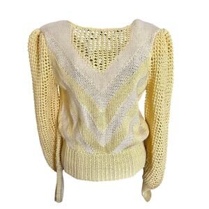 Rare Vintage 80's Nannel Fluffy Angora Blend Hand Knit Sweater Fairy Feminine